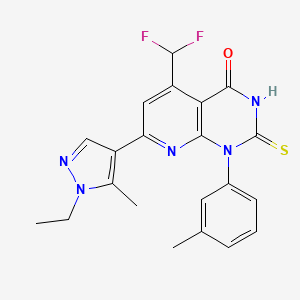 molecular formula C21H19F2N5OS B10916211 5-(difluoromethyl)-7-(1-ethyl-5-methyl-1H-pyrazol-4-yl)-1-(3-methylphenyl)-2-sulfanylpyrido[2,3-d]pyrimidin-4(1H)-one 