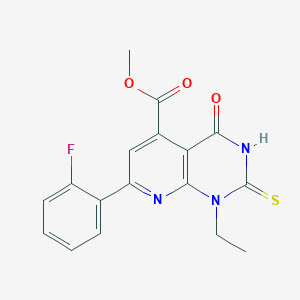 Methyl 1-ethyl-7-(2-fluorophenyl)-4-oxo-2-sulfanyl-1,4-dihydropyrido[2,3-d]pyrimidine-5-carboxylate