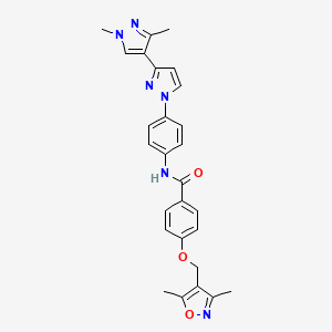 4-[(3,5-dimethyl-1,2-oxazol-4-yl)methoxy]-N-[4-[3-(1,3-dimethylpyrazol-4-yl)pyrazol-1-yl]phenyl]benzamide