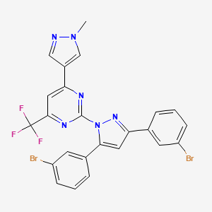 molecular formula C24H15Br2F3N6 B10916240 2-[3,5-bis(3-bromophenyl)-1H-pyrazol-1-yl]-4-(1-methyl-1H-pyrazol-4-yl)-6-(trifluoromethyl)pyrimidine 