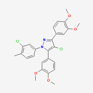 4-chloro-1-(3-chloro-4-methylphenyl)-3,5-bis(3,4-dimethoxyphenyl)-1H-pyrazole