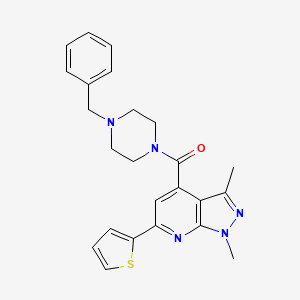 (4-benzylpiperazin-1-yl)[1,3-dimethyl-6-(thiophen-2-yl)-1H-pyrazolo[3,4-b]pyridin-4-yl]methanone