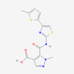 1-methyl-5-{[4-(5-methylthiophen-2-yl)-1,3-thiazol-2-yl]carbamoyl}-1H-pyrazole-4-carboxylic acid