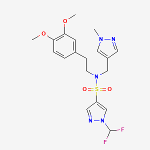 molecular formula C19H23F2N5O4S B10916307 1-(difluoromethyl)-N-[2-(3,4-dimethoxyphenyl)ethyl]-N-[(1-methyl-1H-pyrazol-4-yl)methyl]-1H-pyrazole-4-sulfonamide 