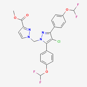 molecular formula C23H17ClF4N4O4 B10916335 methyl 1-({4-chloro-3,5-bis[4-(difluoromethoxy)phenyl]-1H-pyrazol-1-yl}methyl)-1H-pyrazole-3-carboxylate 