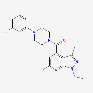 molecular formula C21H24ClN5O B10916353 [4-(3-chlorophenyl)piperazin-1-yl](1-ethyl-3,6-dimethyl-1H-pyrazolo[3,4-b]pyridin-4-yl)methanone 