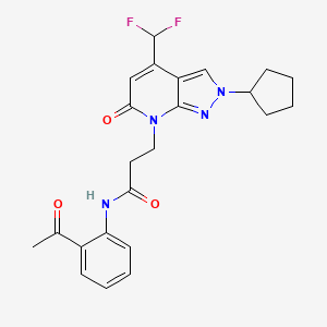 N-(2-acetylphenyl)-3-[2-cyclopentyl-4-(difluoromethyl)-6-oxo-2,6-dihydro-7H-pyrazolo[3,4-b]pyridin-7-yl]propanamide