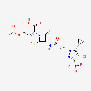 3-[(acetyloxy)methyl]-7-({3-[4-chloro-5-cyclopropyl-3-(trifluoromethyl)-1H-pyrazol-1-yl]propanoyl}amino)-8-oxo-5-thia-1-azabicyclo[4.2.0]oct-2-ene-2-carboxylic acid