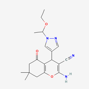 2-Amino-4-(1-(1-ethoxyethyl)-1H-pyrazol-4-yl)-7,7-dimethyl-5-oxo-5,6,7,8-tetrahydro-4H-chromene-3-carbonitrile