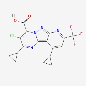 5-chloro-4,13-dicyclopropyl-11-(trifluoromethyl)-3,7,8,10-tetrazatricyclo[7.4.0.02,7]trideca-1,3,5,8,10,12-hexaene-6-carboxylic acid