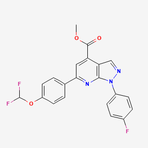 molecular formula C21H14F3N3O3 B10916477 methyl 6-[4-(difluoromethoxy)phenyl]-1-(4-fluorophenyl)-1H-pyrazolo[3,4-b]pyridine-4-carboxylate 