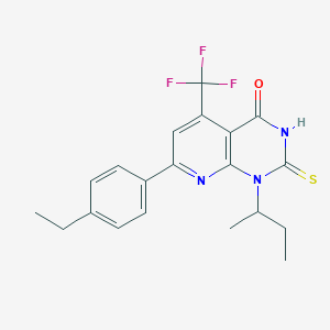 molecular formula C20H20F3N3OS B10916500 1-(butan-2-yl)-7-(4-ethylphenyl)-2-sulfanyl-5-(trifluoromethyl)pyrido[2,3-d]pyrimidin-4(1H)-one 