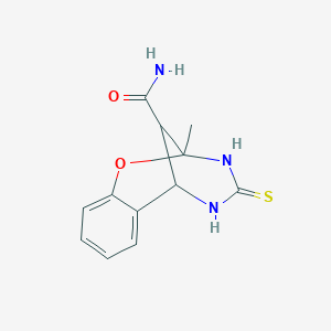 9-Methyl-11-sulfanylidene-8-oxa-10,12-diazatricyclo[7.3.1.0(2,7)]trideca-2,4,6-triene-13-carboxamide