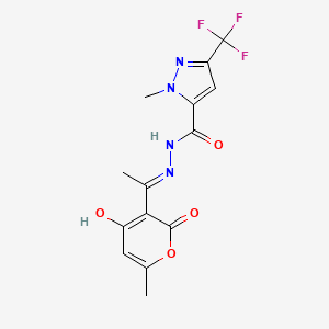 1-methyl-N'-[(1E)-1-(6-methyl-2,4-dioxo-2H-pyran-3(4H)-ylidene)ethyl]-3-(trifluoromethyl)-1H-pyrazole-5-carbohydrazide