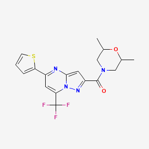 molecular formula C18H17F3N4O2S B10916667 (2,6-Dimethylmorpholin-4-yl)[5-(thiophen-2-yl)-7-(trifluoromethyl)pyrazolo[1,5-a]pyrimidin-2-yl]methanone 