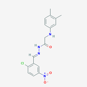 molecular formula C17H17ClN4O3 B10916668 N'~1~-[(E)-1-(2-Chloro-5-nitrophenyl)methylidene]-2-(3,4-dimethylanilino)acetohydrazide 