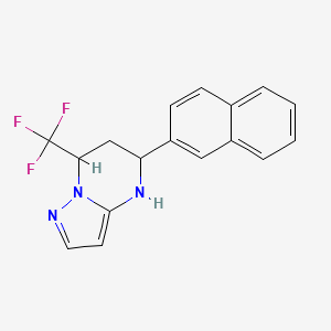 molecular formula C17H14F3N3 B10916709 5-(Naphthalen-2-yl)-7-(trifluoromethyl)-4,5,6,7-tetrahydropyrazolo[1,5-a]pyrimidine 