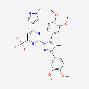 2-[3,5-bis(3,4-dimethoxyphenyl)-4-methyl-1H-pyrazol-1-yl]-4-(1-methyl-1H-pyrazol-4-yl)-6-(trifluoromethyl)pyrimidine