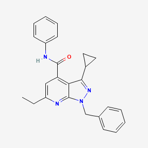 1-benzyl-3-cyclopropyl-6-ethyl-N-phenyl-1H-pyrazolo[3,4-b]pyridine-4-carboxamide