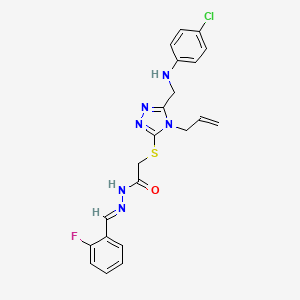 2-{[5-{[(4-chlorophenyl)amino]methyl}-4-(prop-2-en-1-yl)-4H-1,2,4-triazol-3-yl]sulfanyl}-N'-[(E)-(2-fluorophenyl)methylidene]acetohydrazide