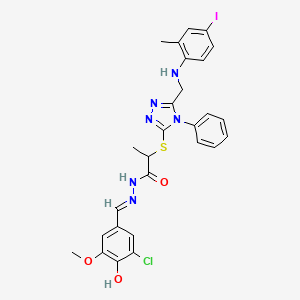 N'-[(E)-(3-chloro-4-hydroxy-5-methoxyphenyl)methylidene]-2-[(5-{[(4-iodo-2-methylphenyl)amino]methyl}-4-phenyl-4H-1,2,4-triazol-3-yl)sulfanyl]propanehydrazide