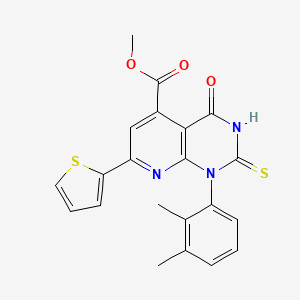 molecular formula C21H17N3O3S2 B10916855 Methyl 1-(2,3-dimethylphenyl)-4-oxo-2-sulfanyl-7-(thiophen-2-yl)-1,4-dihydropyrido[2,3-d]pyrimidine-5-carboxylate 