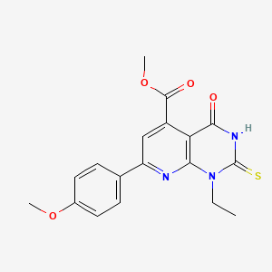 molecular formula C18H17N3O4S B10916857 Methyl 1-ethyl-7-(4-methoxyphenyl)-4-oxo-2-sulfanyl-1,4-dihydropyrido[2,3-d]pyrimidine-5-carboxylate 