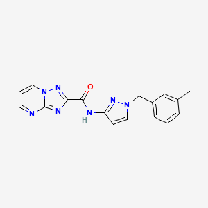 molecular formula C17H15N7O B10916886 N-[1-(3-methylbenzyl)-1H-pyrazol-3-yl][1,2,4]triazolo[1,5-a]pyrimidine-2-carboxamide 