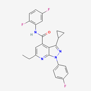 molecular formula C24H19F3N4O B10916931 3-cyclopropyl-N-(2,5-difluorophenyl)-6-ethyl-1-(4-fluorophenyl)-1H-pyrazolo[3,4-b]pyridine-4-carboxamide 