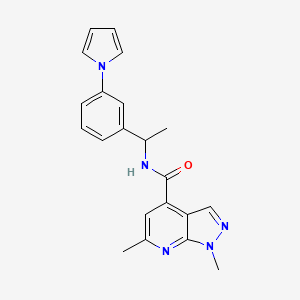 1,6-Dimethyl-N-[1-[3-(1H-pyrrol-1-yl)phenyl]ethyl]-1H-pyrazolo[3,4-b]pyridine-4-carboxamide