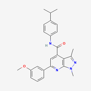 6-(3-methoxyphenyl)-1,3-dimethyl-N-[4-(propan-2-yl)phenyl]-1H-pyrazolo[3,4-b]pyridine-4-carboxamide