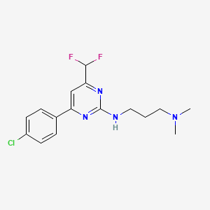 molecular formula C16H19ClF2N4 B10916978 N'-[4-(4-chlorophenyl)-6-(difluoromethyl)pyrimidin-2-yl]-N,N-dimethylpropane-1,3-diamine 