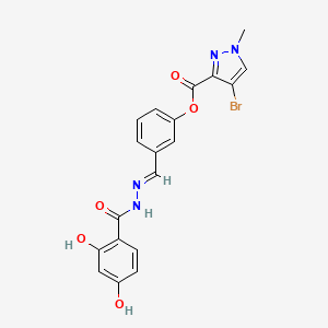 3-[(E)-{2-[(2,4-dihydroxyphenyl)carbonyl]hydrazinylidene}methyl]phenyl 4-bromo-1-methyl-1H-pyrazole-3-carboxylate