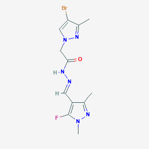 2-(4-Bromo-3-methyl-1H-pyrazol-1-yl)-N'-((5-fluoro-1,3-dimethyl-1H-pyrazol-4-yl)methylene)acetohydrazide