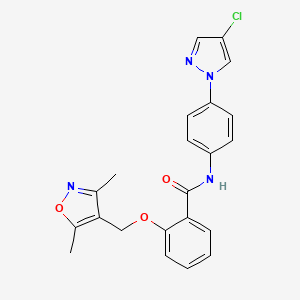 N-[4-(4-chloro-1H-pyrazol-1-yl)phenyl]-2-[(3,5-dimethyl-1,2-oxazol-4-yl)methoxy]benzamide