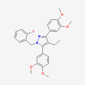 3,5-bis(3,4-dimethoxyphenyl)-4-ethyl-1-(2-fluorobenzyl)-1H-pyrazole