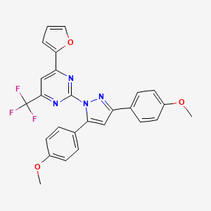 2-[3,5-bis(4-methoxyphenyl)-1H-pyrazol-1-yl]-4-(furan-2-yl)-6-(trifluoromethyl)pyrimidine