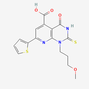 1-(3-Methoxypropyl)-4-oxo-2-sulfanyl-7-(thiophen-2-yl)-1,4-dihydropyrido[2,3-d]pyrimidine-5-carboxylic acid