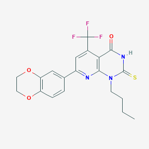 1-butyl-7-(2,3-dihydro-1,4-benzodioxin-6-yl)-2-sulfanyl-5-(trifluoromethyl)pyrido[2,3-d]pyrimidin-4(1H)-one