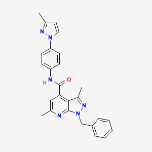 1-benzyl-3,6-dimethyl-N-[4-(3-methyl-1H-pyrazol-1-yl)phenyl]-1H-pyrazolo[3,4-b]pyridine-4-carboxamide