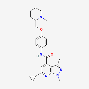 molecular formula C25H31N5O2 B10917131 6-cyclopropyl-1,3-dimethyl-N-{4-[(1-methylpiperidin-2-yl)methoxy]phenyl}-1H-pyrazolo[3,4-b]pyridine-4-carboxamide 