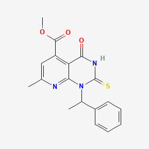 Methyl 7-methyl-4-oxo-1-(1-phenylethyl)-2-sulfanyl-1,4-dihydropyrido[2,3-d]pyrimidine-5-carboxylate