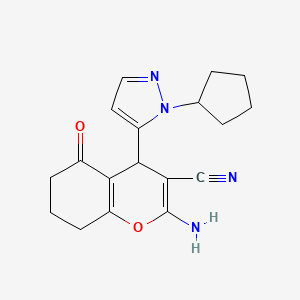 2-Amino-4-(1-cyclopentyl-1H-pyrazol-5-YL)-5-oxo-5,6,7,8-tetrahydro-4H-chromen-3-YL cyanide