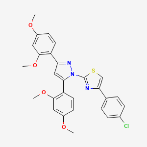 molecular formula C28H24ClN3O4S B10917197 2-[3,5-bis(2,4-dimethoxyphenyl)-1H-pyrazol-1-yl]-4-(4-chlorophenyl)-1,3-thiazole 