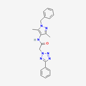 molecular formula C21H21N7O B10917211 N-(1-benzyl-3,5-dimethyl-1H-pyrazol-4-yl)-2-(5-phenyl-2H-tetrazol-2-yl)acetamide 