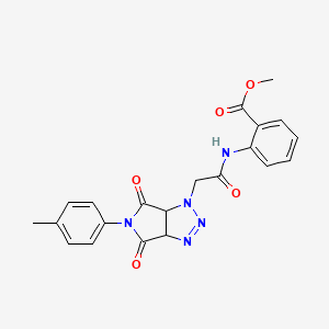 molecular formula C21H19N5O5 B10917242 methyl 2-({[5-(4-methylphenyl)-4,6-dioxo-4,5,6,6a-tetrahydropyrrolo[3,4-d][1,2,3]triazol-1(3aH)-yl]acetyl}amino)benzoate 