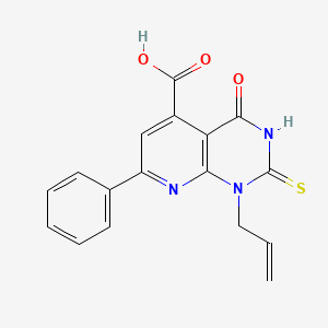 molecular formula C17H13N3O3S B10917314 4-Oxo-7-phenyl-1-(prop-2-en-1-yl)-2-sulfanyl-1,4-dihydropyrido[2,3-d]pyrimidine-5-carboxylic acid 