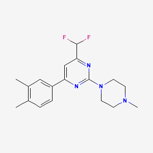 molecular formula C18H22F2N4 B10917315 4-(Difluoromethyl)-6-(3,4-dimethylphenyl)-2-(4-methylpiperazin-1-yl)pyrimidine 