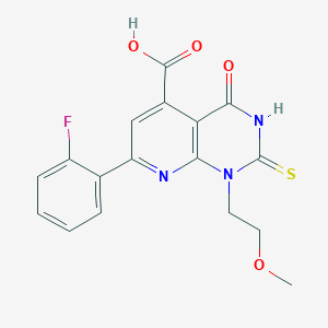 7-(2-Fluorophenyl)-1-(2-methoxyethyl)-4-oxo-2-sulfanyl-1,4-dihydropyrido[2,3-d]pyrimidine-5-carboxylic acid