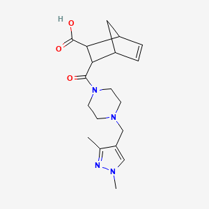 molecular formula C19H26N4O3 B10917322 3-({4-[(1,3-dimethyl-1H-pyrazol-4-yl)methyl]piperazin-1-yl}carbonyl)bicyclo[2.2.1]hept-5-ene-2-carboxylic acid 